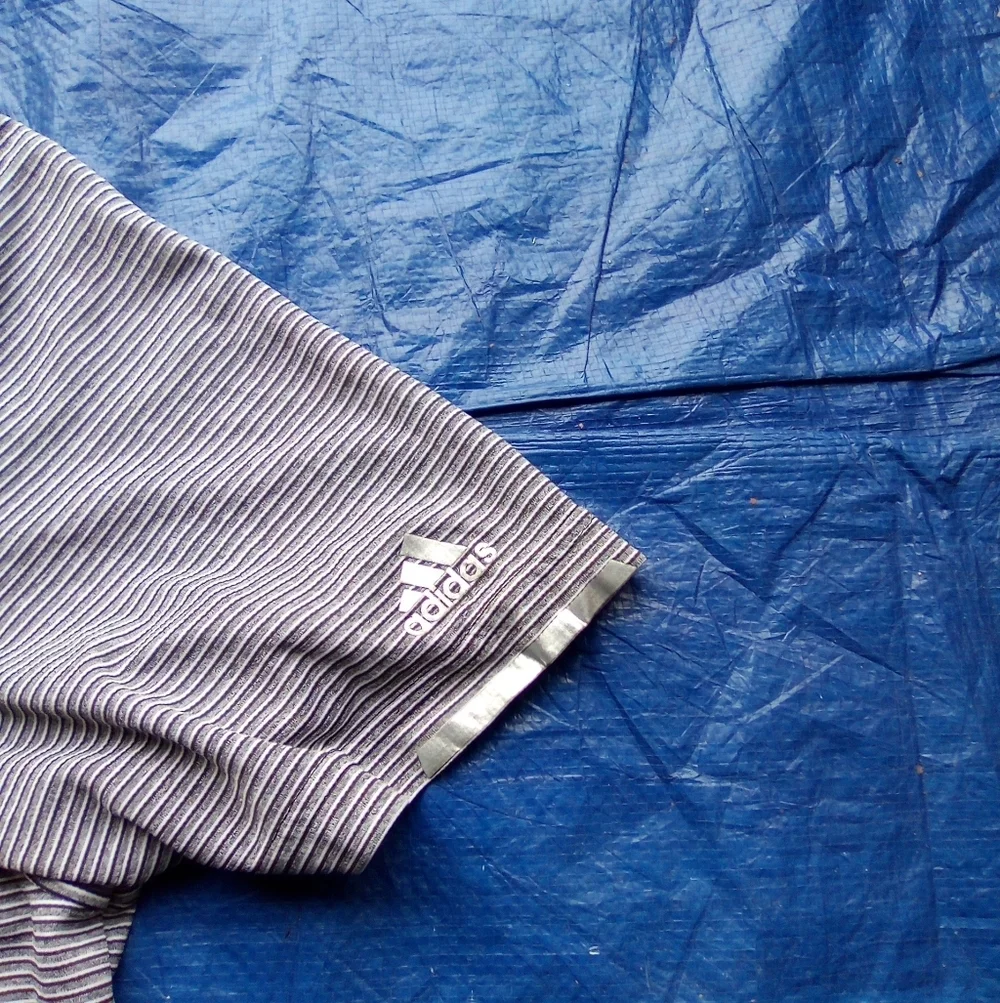 Men's Black and Gray Striped Polo Shirt